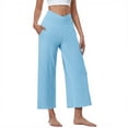thumbnail image 3 of Frostluinai High Waist Yoga Pants Womens V Crossover Baggy Straight Wide Leg Pants Solid Lounge Cropped Pants with Pocket for Activwear, 3 of 9