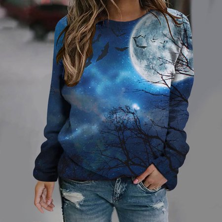 EQWLJWE Womens Summer Clearance Clothes Woman Crewneck Long Sleeve Pullover  Halloween Vintage Funny Branch Print Loose Sweatshirt Blouse Tunic Tops  Womens Graphic Tees | Walmart Canada