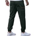 thumbnail image 4 of LWavelet Mens Slim Fit Cargo Pants Elastic Waist Multi Pocket Outdoor Casual Pants Black L, 4 of 4