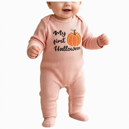 UAYOTSE Halloween Baby Girl Outfit Cutest Pumpkin Long Sleeve Romper Jumpsuit Girl Outfits Clothes Sizes 0-3 Months