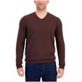 thumbnail image 1 of Alfani Chandail Col en V Uni pour Hommes, Marron, Très Grand, 1 of 1