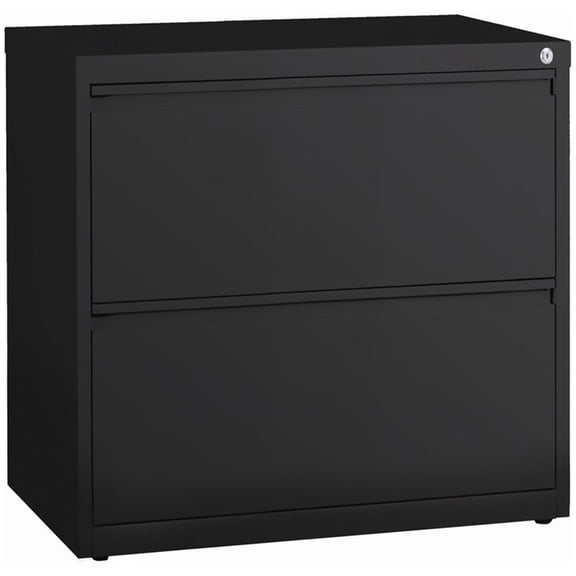 Scranton & Co 30" 2-Drawer Modern Metal Lateral Filing Cabinet in Black