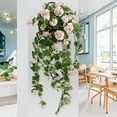 thumbnail image 2 of Artificial Hanging Plant, Fake Hanging Vines Begonia Leaf Plants with Silk Flower for Home Wedding Wall Patio Room Decor, 2 of 8