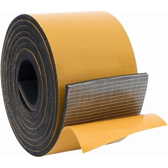 High Density Foam Weather Stripping Door Seal Strip Insulation Tape Roll for Insulating Door Frame, Window, Air Conditioner | Self Adhesive Sealing Weatherstrip (3 in x 1/4 in x 10 Ft, Black)