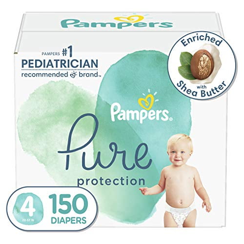 ONE Month Supply Size 4 150 Count Hypoallergenic and Fragrance Free Protection Pampers Pure Disposable Baby Diapers 