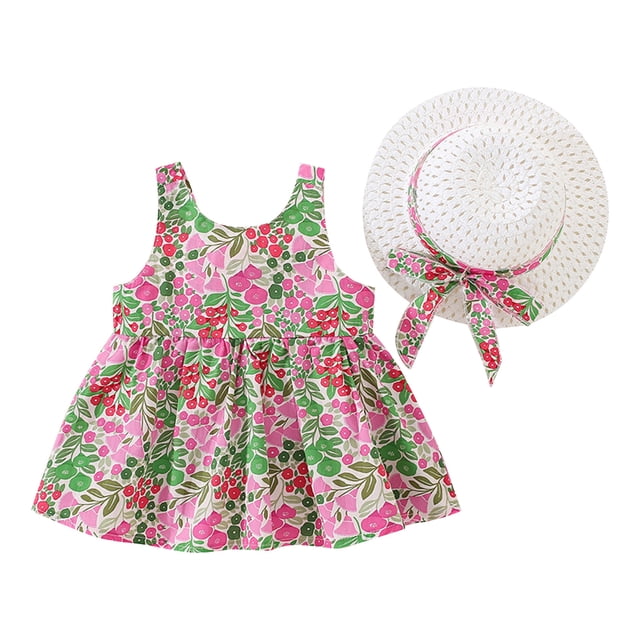 Felwors Bambin Filles Sans Manches Bowknot Imprimé Floral Volants Princesse Robe Danse Partie Robes Vêtements