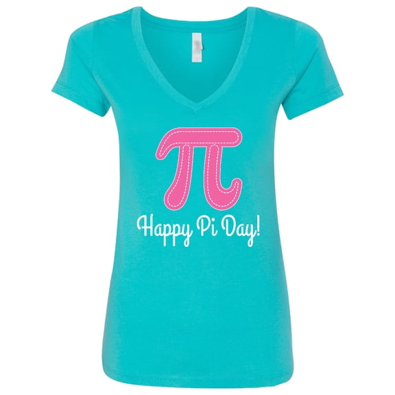 Inktastic Happy Pi Day Pink Math Symbol Women's V-Neck T-Shirt