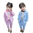 thumbnail image 1 of Wedding Party Girls Formal Suit Top Polyester Set Kids Spring Turn Down Collar Clothes Kit Polyester Breathable Clothing Pink Pants 100cm, 1 of 9