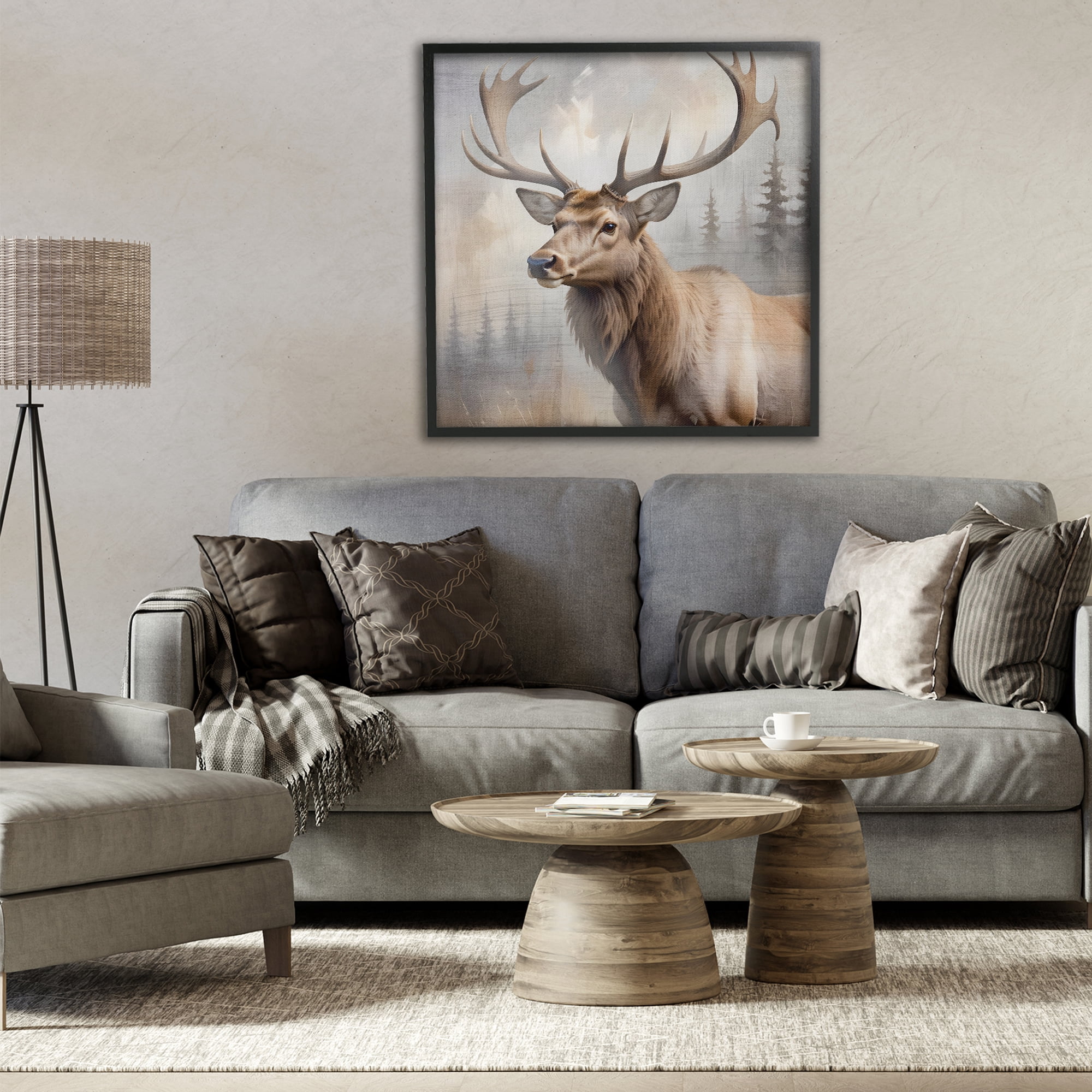 Stupell Industries Graceful Forest Stag Black Framed Giclee Art, design by Susan Arnot