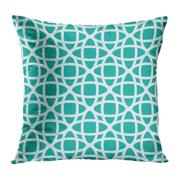 ECCOT Blue Geometrical Geometric Abstract Pattern on Teal Geometry