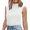 White, variant on ManxiVoo Women Autumn Round Neck Check Pocket Short Sleeved Knitted Sweater Cropped Pullover Slim Sleeveless Turtleneck for Base Layer Comfort L Size