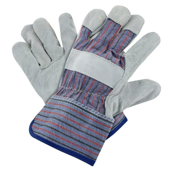Rugged Blue General Purpose Leather Palm Work Gloves L-Large 12 Pack