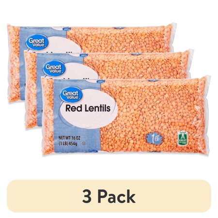 (3 pack) Great Value Red Lentils, 1 lb