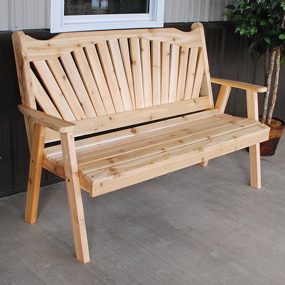 A & L Furniture Western Red Cedar Fanback Garden Bench