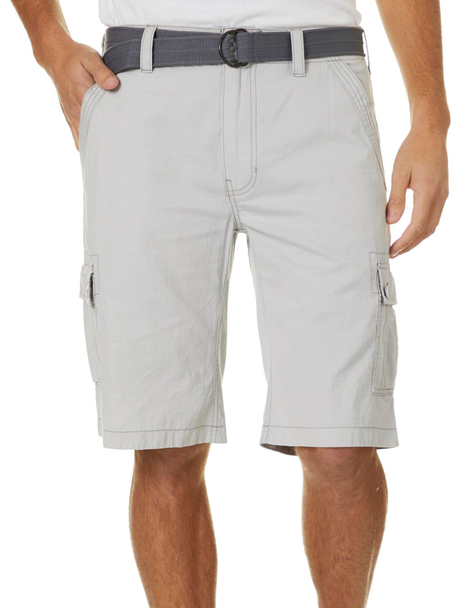 Wearfirst - Wearfirst Mens Solid Cotton Ripstop Belted Cargo Shorts ...