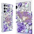 thumbnail image 5 of Compatible with Samsung Galaxy S23 Ultra Bling Diamond Case Luxury Glitter Shiny Sparkly 3D Butterfly Flower Crystal Rhinestones Phone Case for Women Girly Slim Shockproof Phone Cover, Purple, 5 of 12
