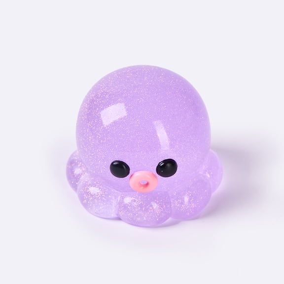 Glitter Purple Octopus Taba Squishy Toys for Adults – Cute Stress Relief Fidget Sensory Toys, Soft Silicone Squeeze Gifts for Teens Adults