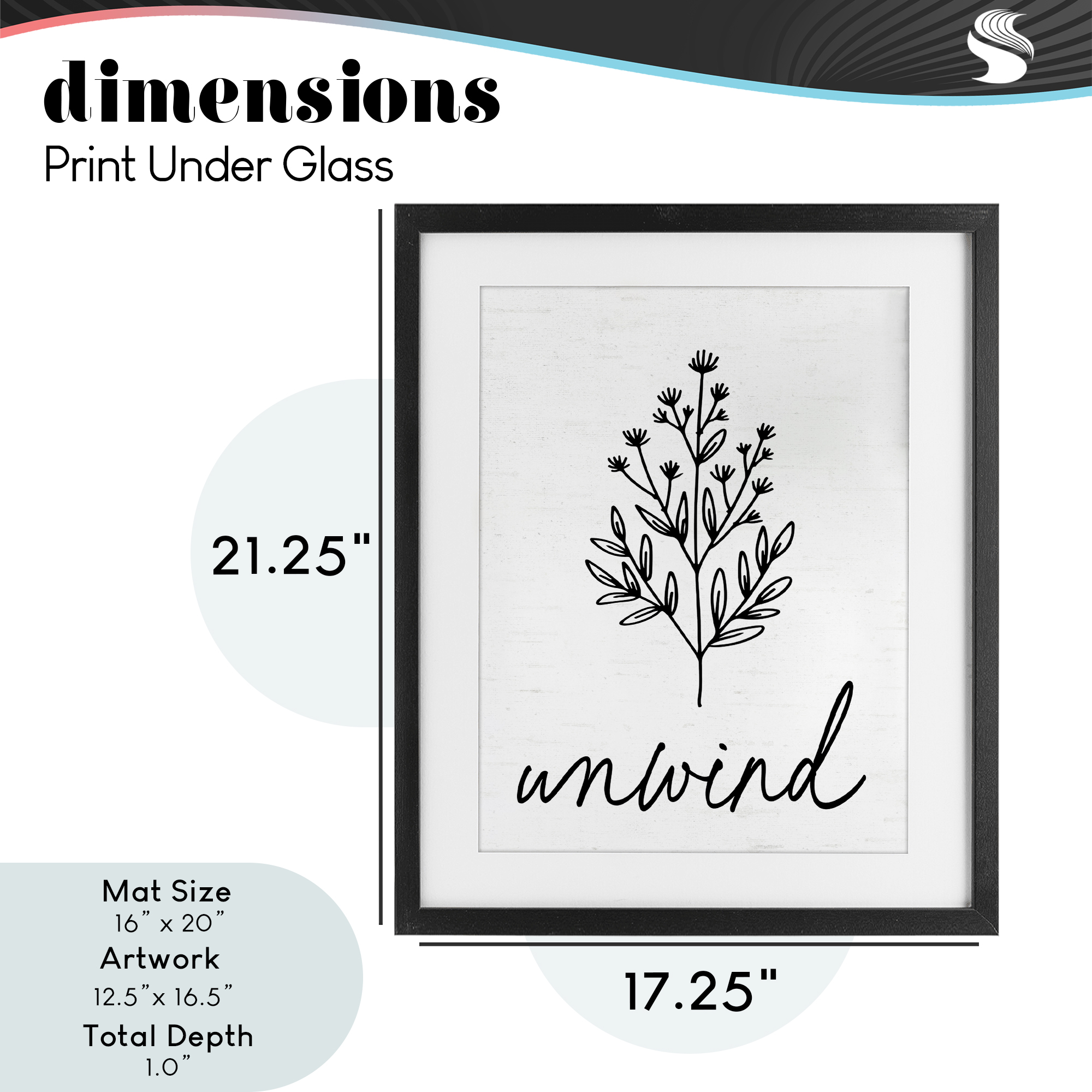 Bathroom Herb Unwind Black Framed Print Under Glass, design by Lettered and Lined