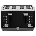 thumbnail image 1 of Tostadora GE de 4 rebanadas, 1500 W, ranuras anchas, 7 niveles de tostado, negra, 1 of 8