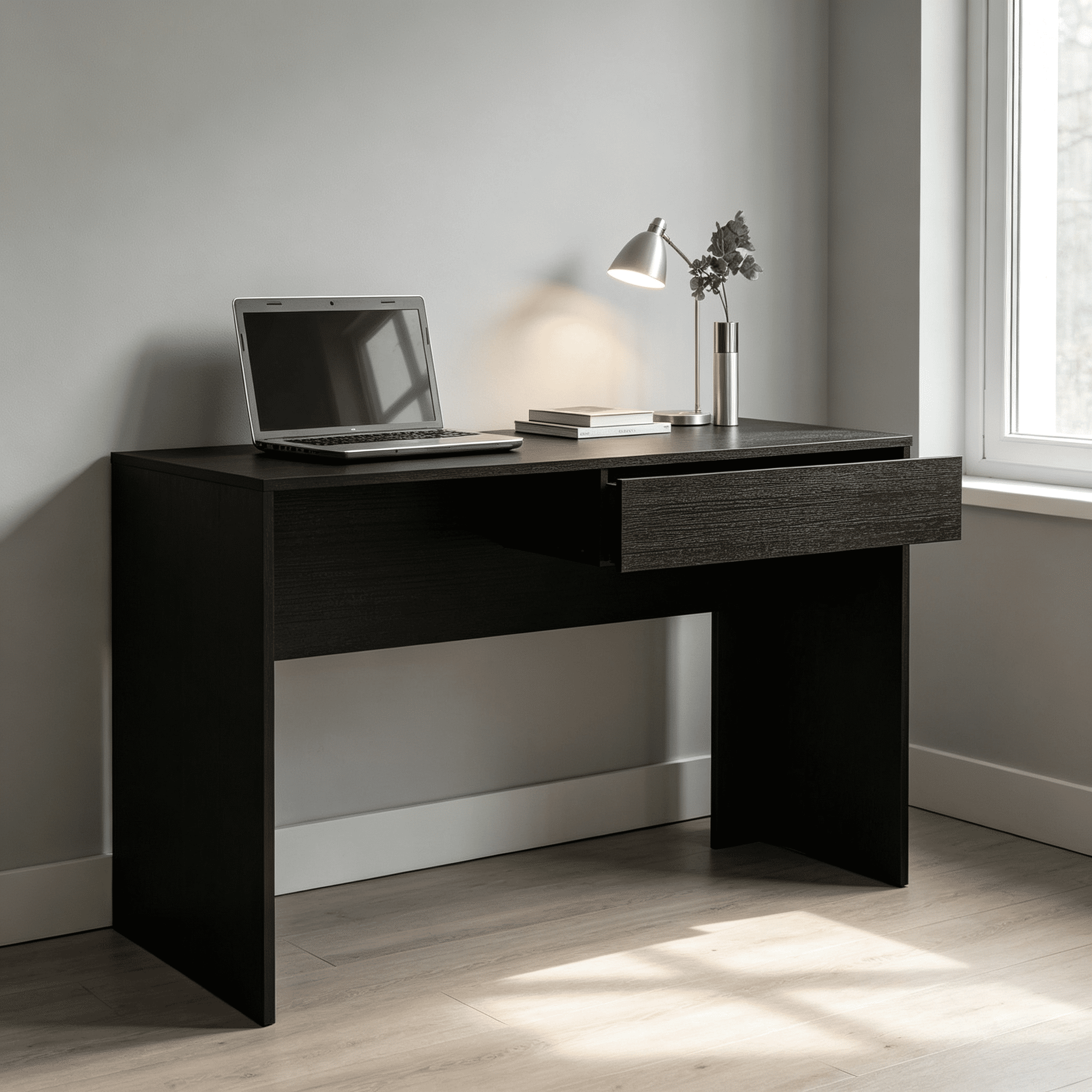 Astoutdoor Acre Writing Computer Desk with One Drawer, Black