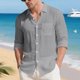 thumbnail image 1 of pstuiky camisa de manga larga para hombre, Camisa tipo cárdigan de manga larga con botones y bolsillos informales de color liso para hombre tops de invierno para hombre m, 1 of 7