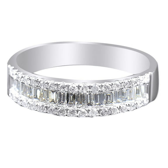 AFFY White Natural Diamond Fashion Band Engagement Ring In 14k White Gold (0.75Cttw)