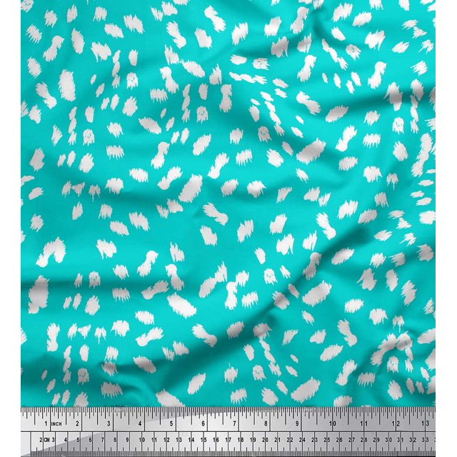 Soimoi Green Poly Georgette Fabric Cow Animal Skin Decor Fabric Printed Yard 52 Inch Wide