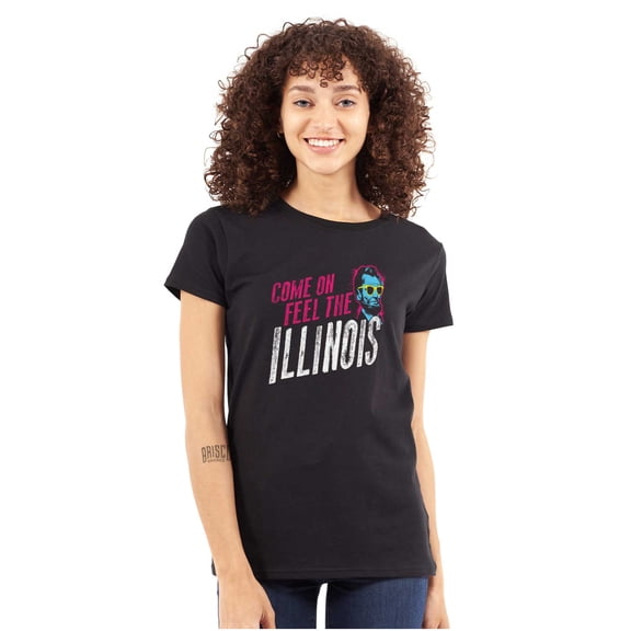 Feel the Illinois Funny Cool Lincoln Womens Fitted Plus Size Graphic Tee Brisco Brands 2X