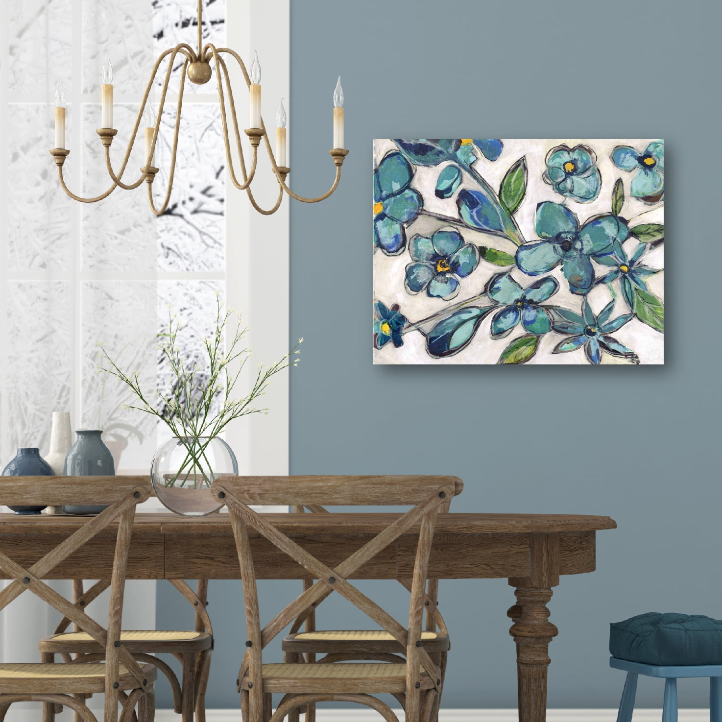 Courtside Market Aqua Floral I Gallery-Wrapped Canvas Wall Art, 16x20