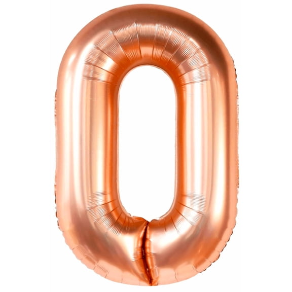 32 Inch large foil Rose Gold, Gold Number crown Balloons (No. 0)