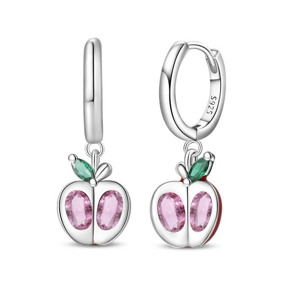 KUNSIR 925 Sterling Silver Apple Dangle Hoop Earrings For Women Jewelry Gifts