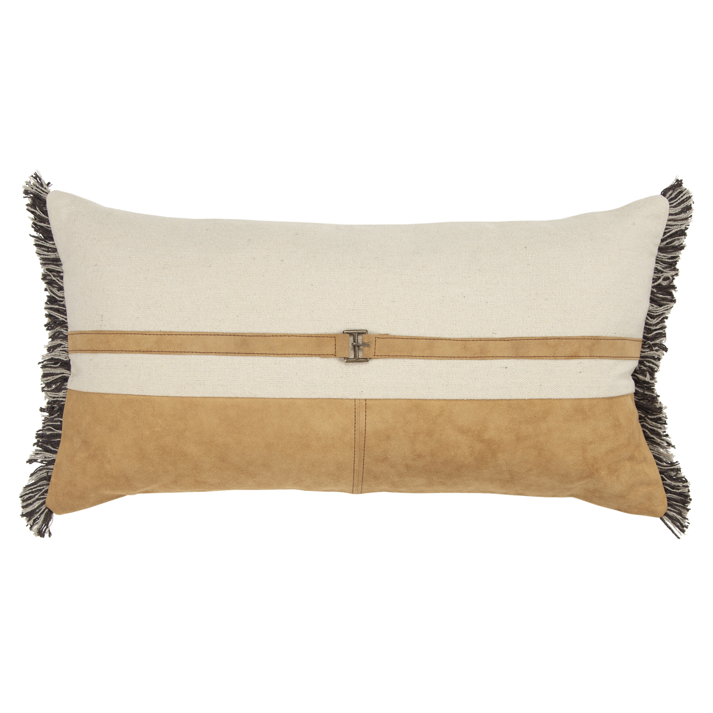 Rizzy Home Decorative Throw Pillow Cover Color Block 14"X26" Natural