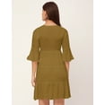 thumbnail image 4 of Moomaya Trendy V Neck Solid Rayon Dress - Tired Look, Casual Daywear Regular Fit, 4 of 9