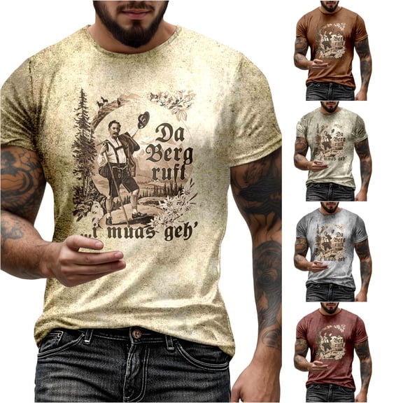 XIAOCHA Men's Vintage Graphic T Shirt Crew Neck Short Sleeve Soft Casual Tees