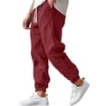 thumbnail image 2 of Dwellite Men Casual Linen Jogger Pants Relaxed Fit Trousers Elastic Waist Drawstring Sweatpants with Pockets Deep Red 3XL, 2 of 7