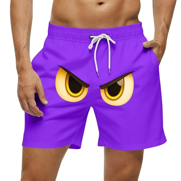 Viluyesy Men Board Shorts Elastic Waist Quick Dry Beach Shorts Relaxed Fit Swimming Shorts, Purple 3XL