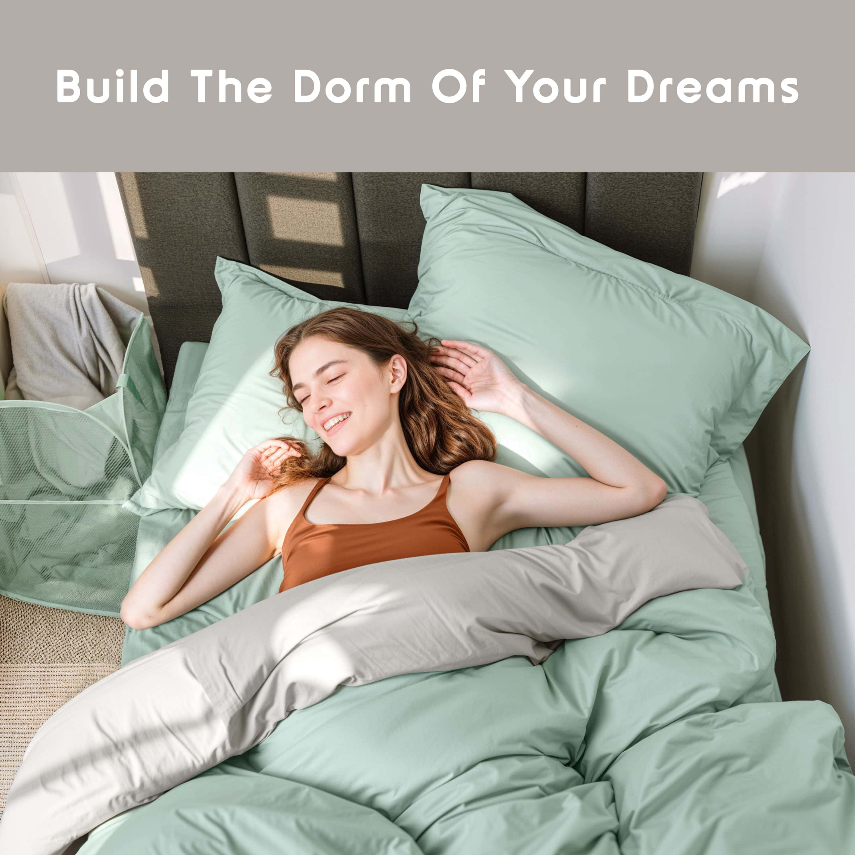 Nestl Back to College Dorm Room Essentials, Twin XL Comforter Sets, Dorm Bedding, Twin Xl Bed In a Bag with All Dorm Accessories and Bedding, Sage Green
