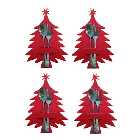 

iMESTOU Christmas Decoration Supplies Red Under 10 Christmas Decorations Table Tableware Set Creative Hotel Tableware Set Christmas Tree Knife And Fork Bag 4 Pieces