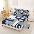 thumbnail image 2 of Homewish Patchwork Square Queen Sheets,Geometric Abstract Queen Sheet Sets,Navy Gray,4-Piece,1 Flat Sheet, 1 Fitted Sheet and 2 Pillowcases, 2 of 6