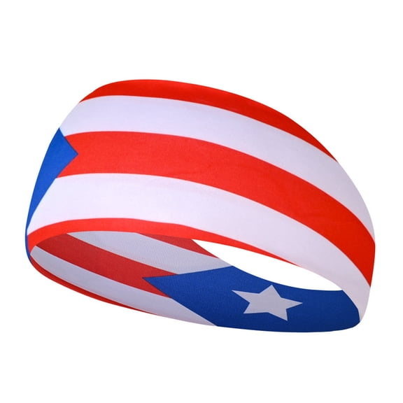 Puerto Rican Flag Headband with Coqui Frog Graphic Stretchy Wide Hair Band for Sports Fitness Parade Festival