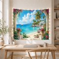 thumbnail image 4 of White Archway With Sailboat and Blue Shutter House, Serene Coastal Style for Beach Lovers, Tropical Wall Art, Housewarming Gift, Tapestry Wall Hanging for Bedroom and Living Room, 4 of 6