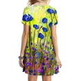 thumbnail image 5 of Puntoco Vestido De Manga Corta Para Mujer Vestido De Cuello Redondo Con Estampado Floral Vestido De Cuello Redondo De Manga Corta Color L,Regalos Para Mujer Joven, 5 of 5