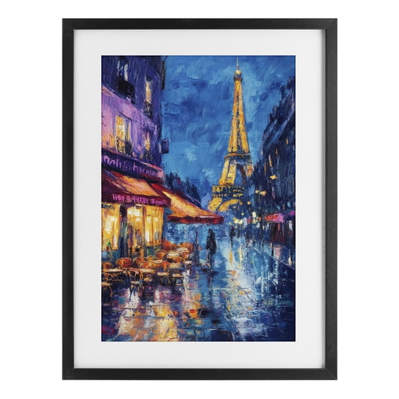 Stupell Industries Traditional Dusk Paris Street Scene Black Framed Print Under Glass, 14 x 20, by Petals Prints Design
