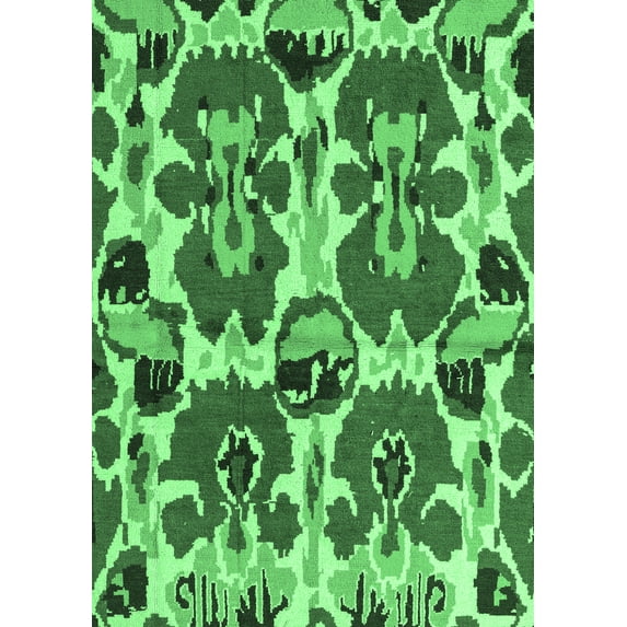 Ahgly Company Indoor Rectangle Abstract Emerald Green Modern Area Rugs, 3' x 5'