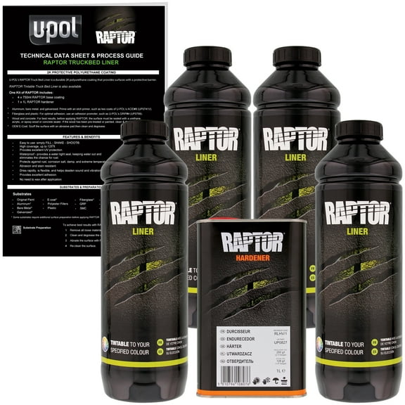 Raptor Tintable Urethane Spray-On Truck Bed Liner & Texture Coating, 4 Liters