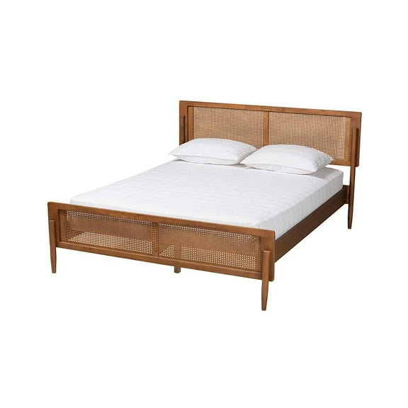 Baxton Studio Gardwin Mid-Century Wood Queen Size Platform Bed in Ash Walnut