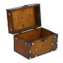 HINTRMENT 1Pack Brown Wooden Jewelry Box for Women with Retro European Style 15.00X10.20X10.00CM