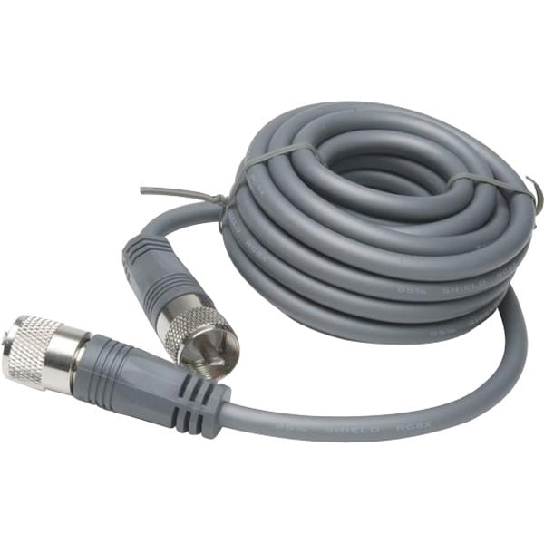 RoadPro RP8X12 Gray 12' CB Antenna Coax Cable with PL259 Connectors