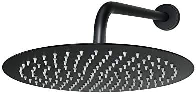 Rain Shower Head, Ultra-Thin Design-Pressure Boosting, Awesome Some Experience, High Flow Stainless Steel Rainfall Head (12 Inch, Matte Black)