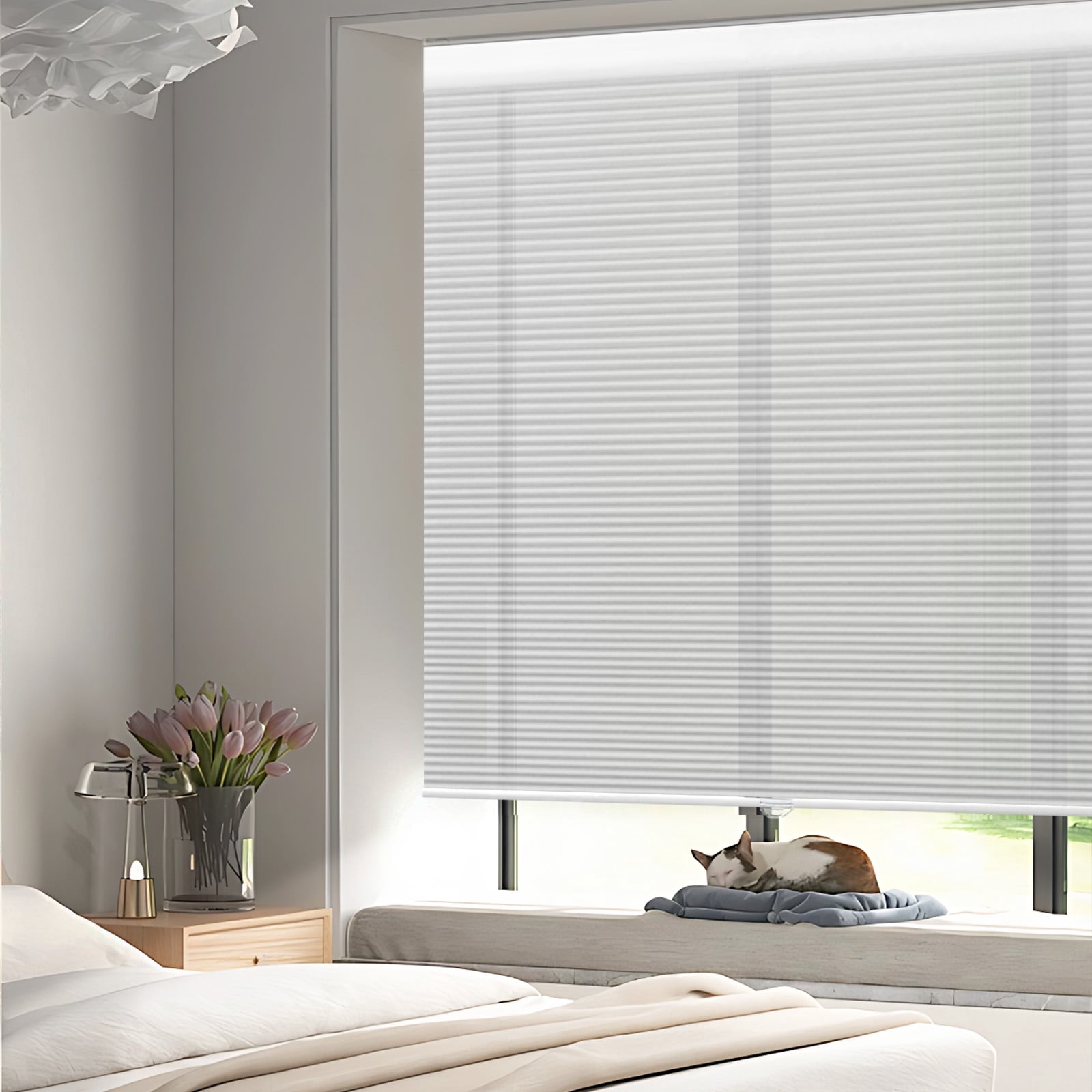 Grandekor Window Blinds and Shdes Cordless Cellular Shades, White(blackout) 58"W x 48"H